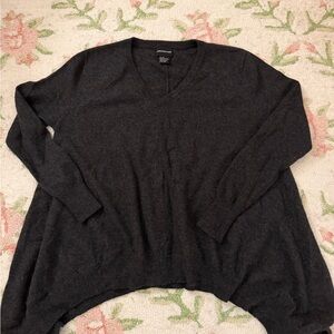 Central Park West Dark Charcoal V-Neck Sweater